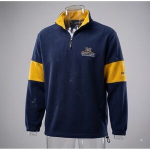 Active Vintage Michigan Wolverine Men's Blue & Gold Fleece 1/4 Zip. Size XL